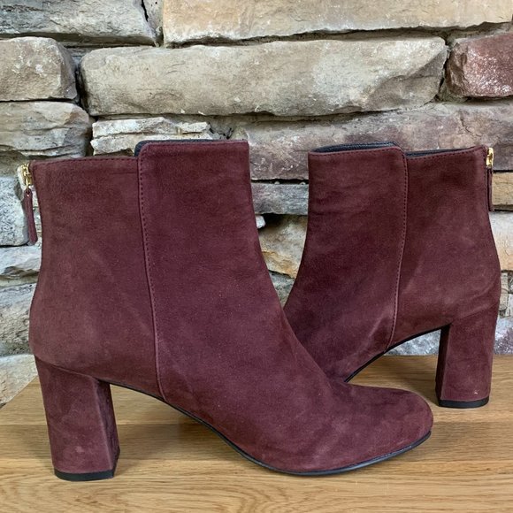 Boden Suede Ankle Boots Block Heel Back Zip Sz 40 Booties 3" India - Picture 4 of 13